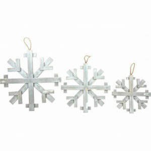3 Piece Wooden Hanging Snow Flakes Set