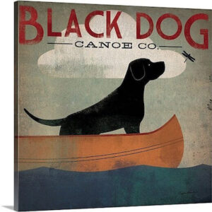 Black Dog Canoe Graphic Wall Art