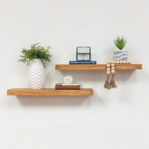 Evonne 2 Piece Pine Solid Wood Floating Shelf