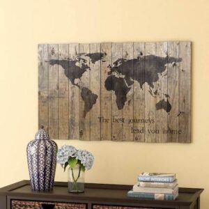 World Map Art Print on Wood