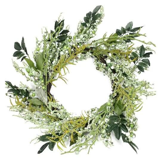 12_ Spring Green Mixed Leaves Mini Wreath