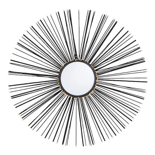Round Iron Sunburst Spoke Wall Mirror