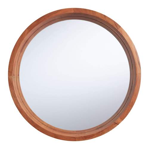 Round Natural Acacia Wood Mirror