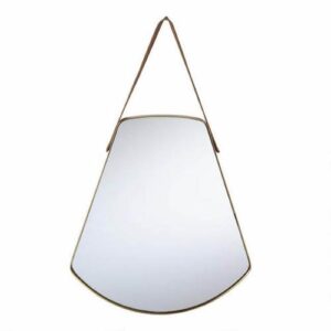 Rounded Brass Fan Mirror With Strap