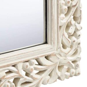 Whitewash Carved Wood Segovia Mirror details