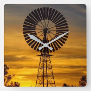 Australian Outback Windmill Sunset wall clock