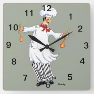 Chef Tossing Wall Clock