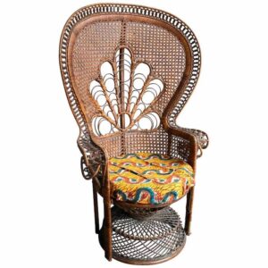 1970s Large Vintage Bohemian Emmanuelle Peacock Wicker Chair