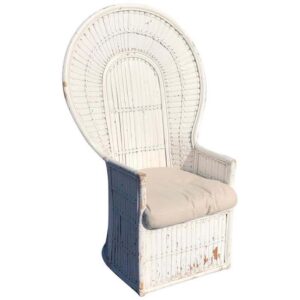 White Split Bamboo and Rattan Peacock Chair