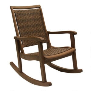 Brown All Weather Wicker And Wood Galena Rocking Chair