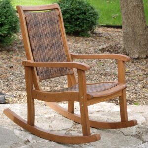 Brown All Weather Wicker And Wood Galena Rocking Chair showcase
