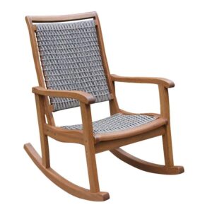 Gray All Weather Wicker And Wood Galena Rocking Chair