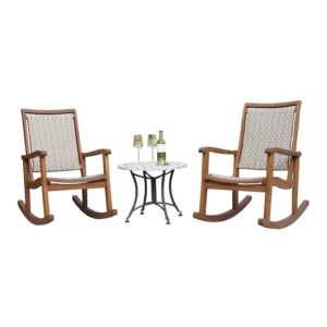 Wicker And Marble Shiloh 3 Piece Outdoor Rocking Chair Set product