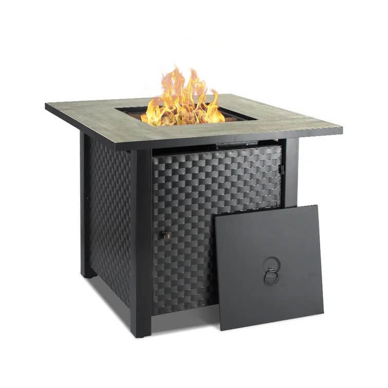 Desean 30'' H x 30'' W Steel Propane Outdoor Fire Pit Table with Lid